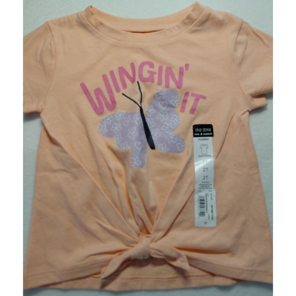 Okie Dokie Peach Butterfly Wingin It Blouse